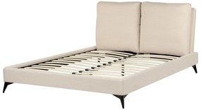 Cama de casal em bouclé creme 140 x 200 cm MELLE Beliani