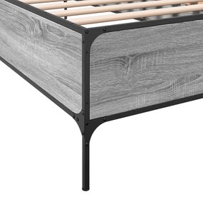 Estrutura de cama derivados de madeira e metal cinzento sonoma