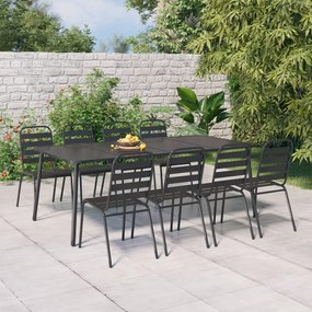 vidaXL 9 pcs conjunto de jantar para jardim aço antracite
