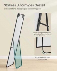 Espelho retangular para corpo inteiro 150 x 40 cm Preto