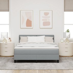 Cama Box Spring com colchão Cinza Claro 140x190 cm Tecido