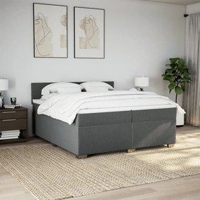 Cama com molas/colchão 200x200 cm tecido cinzento-escuro