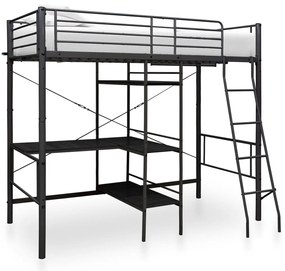 Beliche com secretária 90x200 cm metal preto
