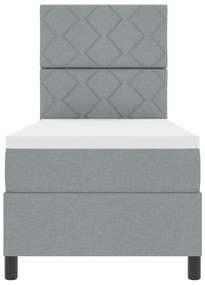 Cama Box Spring com Colchão Cinza Claro 80x200 cm Tecido