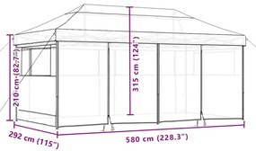 Tenda p/ festas pop-up dobrável com 4 paredes laterais castanho