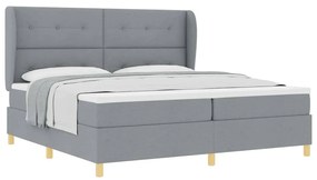 Camas Box Spring vidaXL com Colchão em Cinza Claro, 200x200 cm, Têxtil