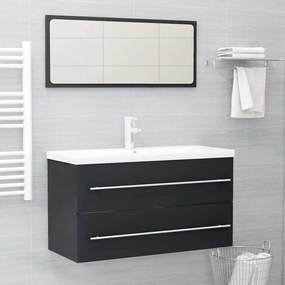 vidaXL 2 pcs conjunto móveis de casa de banho contraplacado cinzento