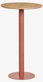 Mesa Alta De Bar Redonda Ø60 Cm Em Mdf Xiren Castanho Madeira Natural – Terracota - Sklum