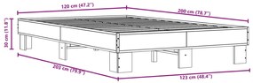 Estrutura de cama 120x200 cm derivados madeira/metal
