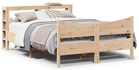 vidaXL Estrutura de cama com cabeceira 140x200 cm pinho maciço