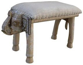 Banqueta Dkd Home Decor Elefante Poliéster Madeira de Mangueira (65 X 31,7 X 38 cm)