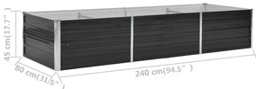 Canteiro elevado jardim aço galvanizado 240x80x45cm antracite