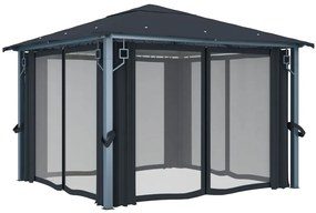 Gazebo com cortina 300x300 cm alumínio antracite