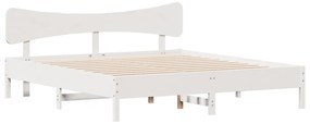 Cama sem colchão 160x200 cm madeira de pinho maciça branco