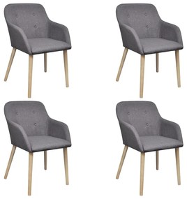 Cadeiras jantar 4 pcs tecido cinzento-claro e carvalho maciço