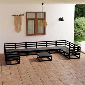 11 pcs conjunto lounge de jardim pinho maciço