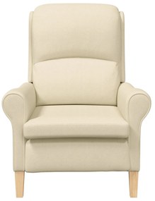 Poltrona Moderna Creme Tecido e Madeira Média Poltrona Creme
