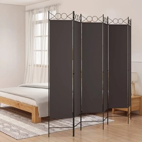 vidaXL Divisória/biombo com 6 painéis 240x200 cm tecido castanho