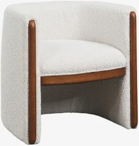 Pack De 2 Cadeiras De Jantar Com Braços Em Madeira E Tecido Bouclé Bekasi Tecido Bouclé Off White - Sklum