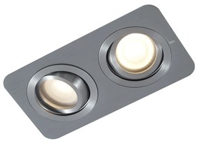 Conjunto de 6 focos embutidos arredondados cor de chumbo GU10 50mm ajustáveis IP44 2-Lights - Alberto Moderno