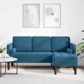 vidaXL Sofá em L Azul 173x131x67 cm Veludo