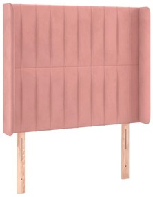 Cama box spring c/ colchão/LED 90x190 cm veludo rosa