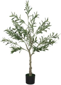 Oliveira Artificial Planta Artificial Decorativa de Interior com 20 Azeitonas Decoração  Ø15x120 cm Verde