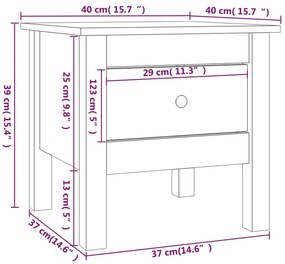 Mesa de apoio 40x40x39 cm pinho maciço Branco
