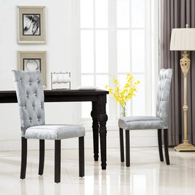 vidaXL Cadeiras de jantar 2 pcs veludo prateado