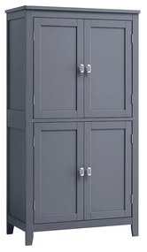 Armário de chão para banheiro VASAGLE, unidade de armazenamento para banheiro, armário independente com 4 portas, prateleiras ajustáveis, 11,8 x 23,6 x 43,3 polegadas, cinza ardósia BBC552G01