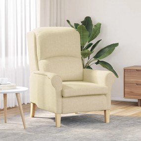 Poltrona Moderna Creme Tecido e Madeira Média Poltrona Creme