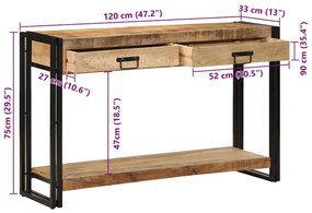 Mesa de Console vidaXL 120x33x75 cm Madeira de Mangueira Sólida