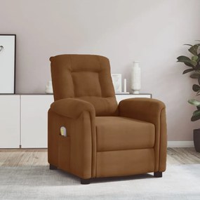 vidaXL Poltrona de massagens elevatória tecido de microfibra castanho