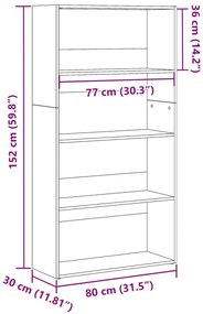Estante 80x30x152 cm derivados de madeira branco
