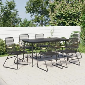 vidaXL 7 pcs conjunto de jantar para jardim vime de PVC preto