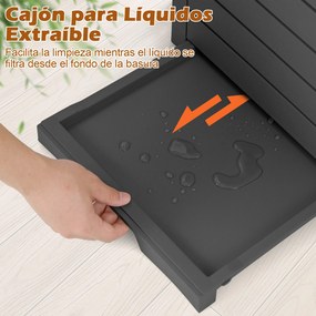 Conjunto de 2 Caixotes do Lixo para Exterior, 40 x 40 x 86 cm, Com Bandeja para Líquidos, Preto