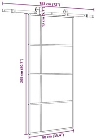 Porta deslizante c/ conj. ferragens 90x205cm vidro ESG preto