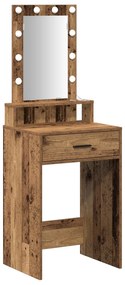 Mesa de Maquiagem vidaXL com Luzes de LED Madeira Antiga 50x41x140 cm