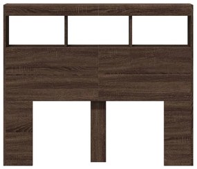 Armário cabeceira c/ luzes LED 120x17x102 cm carvalho castanho
