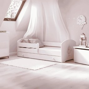 Cama infantil branca Luk princesa bailarina 140x70 com gaveta - colchão e estrado incluído