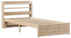 Estrutura de cama com cabeceira 75x190 cm pinho maciço