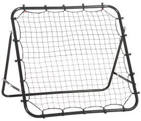 HOMCOM Rede de Rebote de Metal com Ângulo Ajustável e 20 Cordas Elásticas para Treinamento de Futebol 96x80x96 cm Preto