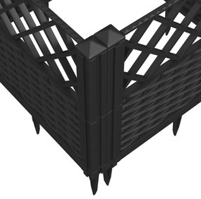 Vaso/floreira de jardim c/ estacas 363,5x43,5x43,5 cm PP preto