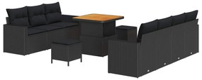 vidaXL Conjunto de Sofá de Jardim 10 pcs Preto vime PE