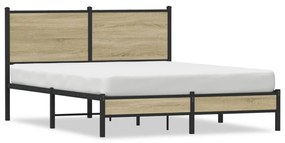 Estrutura de cama sem colchão 140x190 cm metal carvalho sonoma