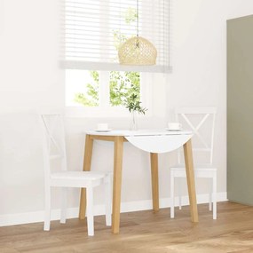 vidaXL Cadeiras de jantar 2 pcs madeira de seringueira maciça branco