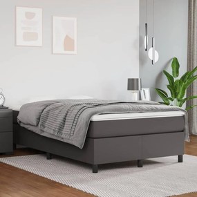 Cama boxspring com colchão 120x190 cm couro artificial cinzento