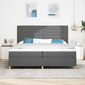 Cama Box com Colchão e LED Cinza Escuro 200x200 cm Tecido