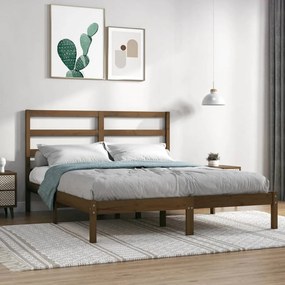 vidaXL Estrutura de cama 140x190 cm pinho maciço castanho-mel