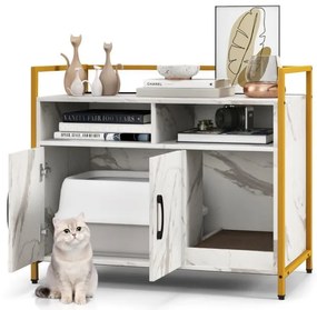 Móvel para Caixa de areia para gatos com prateleira 89 x 45 x 74,5 cm Cinza e Branco